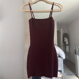 Aritzia Sculpt Knit Cami Dress in Rich Maroon